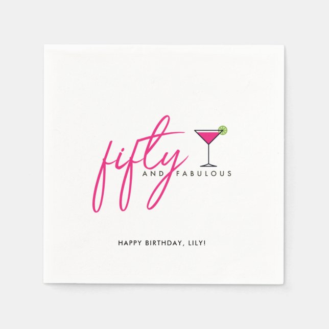 50 and Fabulous Women's 50th Birthday Party Napkin (Front)