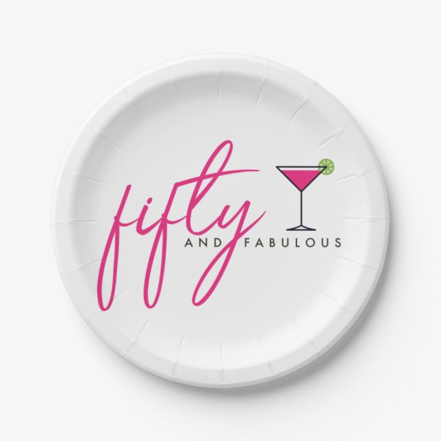 50 and Fabulous Women's Birthday Party Paper Plate (Front)