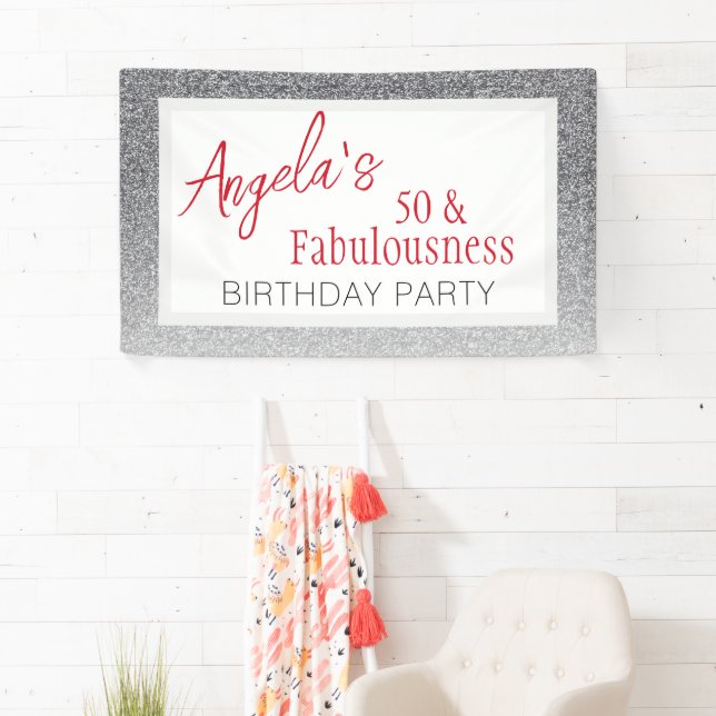 50 and Fabulousness Script 50th Birthday Banner (Insitu)