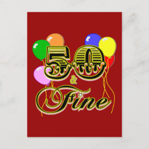 50 and Fine Birthday Gifts and Apparel Postcard