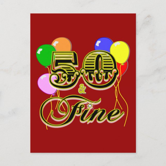50 and Fine Birthday Gifts and Apparel Postcard (Front)