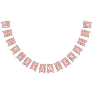 50 And Flawless Rose Gold Glitter White Birthday Bunting Flags