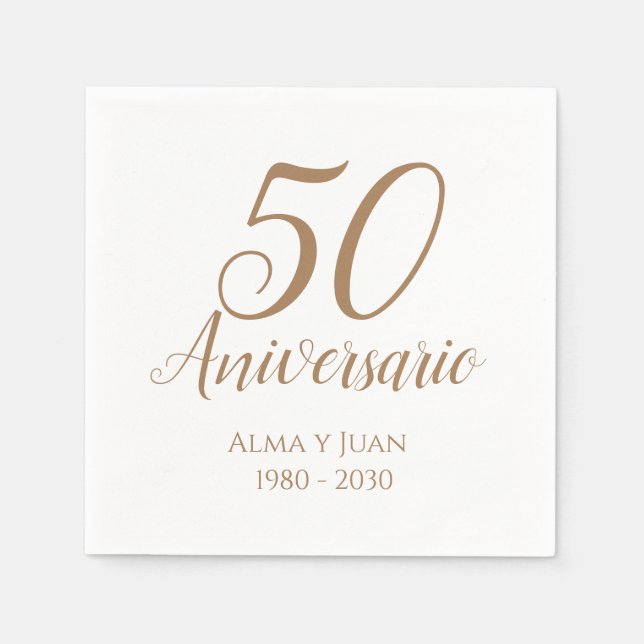 50 Aniversario Spanish Fiftieth Anniversary Napkin (Front)