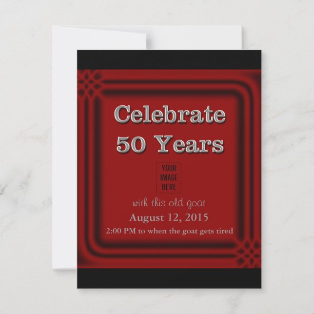 50 ans de fête Invitations photo de chèvre (Devant)