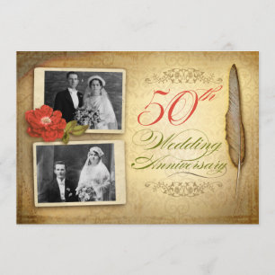 50 ans de mariage deux photos invitations vintage