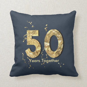 50 ans ensemble de coussin d'or d'anniversaire