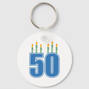 50 Birthday Candles (Blue / Green) Keychain