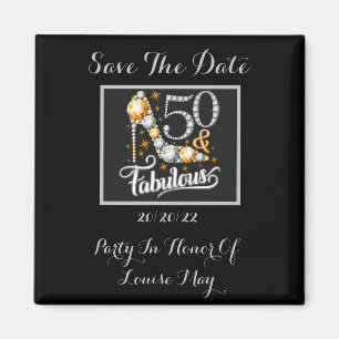 50 Birthday Fabulous  Elegant Save The Date  Magnet