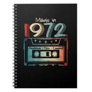 50 Birthday Gifts Year Old Made in 1972 Cassette Notebook