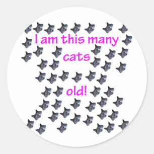 50 Cat Heads Old Classic Round Sticker