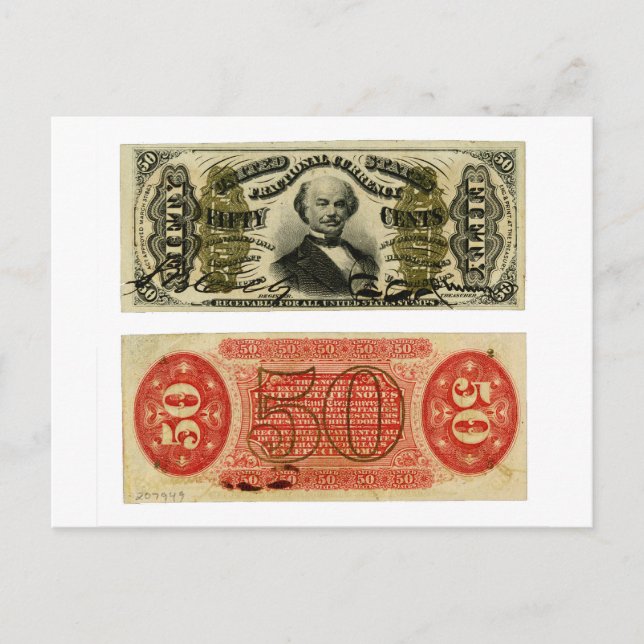 50 Cent Fractional Currency Francis Spinner Postcard (Front)