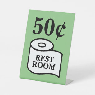 50 Cents for public WC restroom toilet paper roll Pedestal Sign