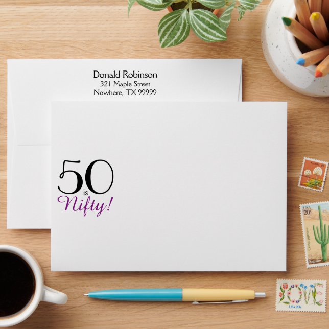 50, c'est Nifty ! Enveloppe d'invitation avec adre (Desk)