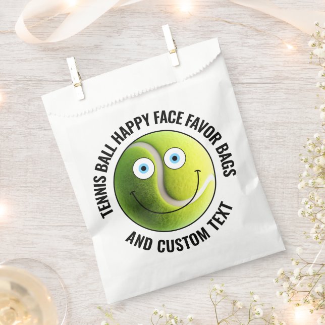 50 Custom Tennis Theme Party BLUE EYES Happy Face Favour Bag (Clipped)