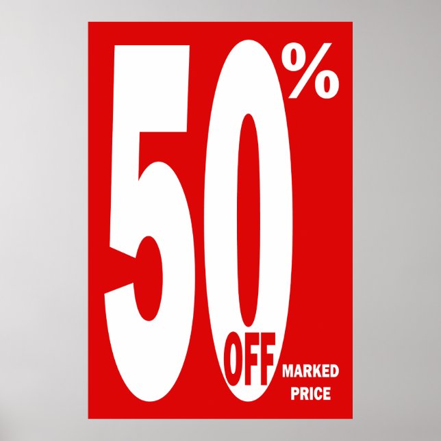 50% DE BON Affiche de vente au détail (Devant)