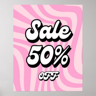 50% De Promo Signal, Poster de Vente Boutique Rose