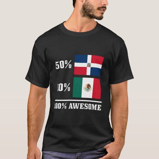 50 Dominican Republic 50 Mexico Mexican Flag Pride T-Shirt (Front)