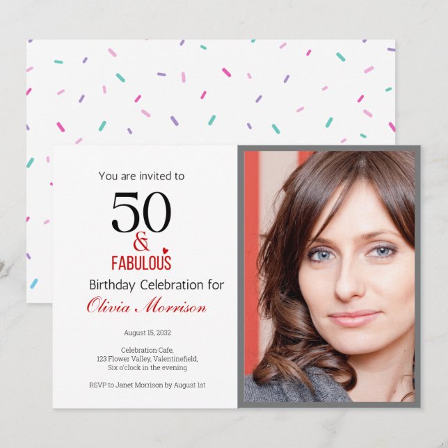50 et fabuleuse invitation d'anniversaire (Devant / Derrière)