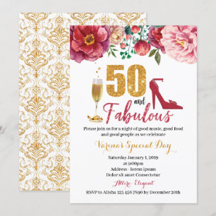 50 et fabuleuse invitation d'anniversaire pour les