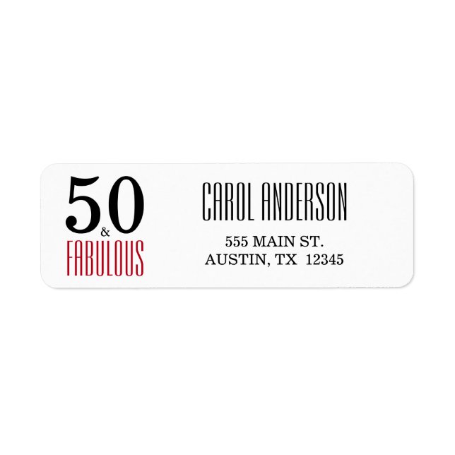 50 et fabuleux 50e Anniversaire Adresse de retour (Devant)