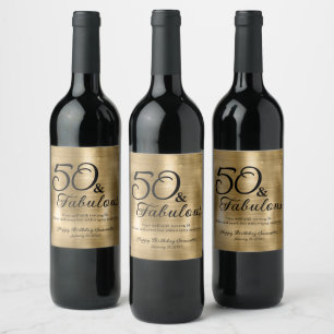 50 et fabuleux 50e anniversaire Étiquette de vin d