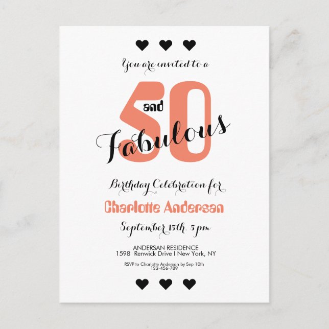 50 et fabuleux corail 50e anniversaire Invitation (Devant)
