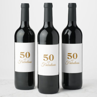 50 et fabuleux Étiquette de vin or d'anniversaire