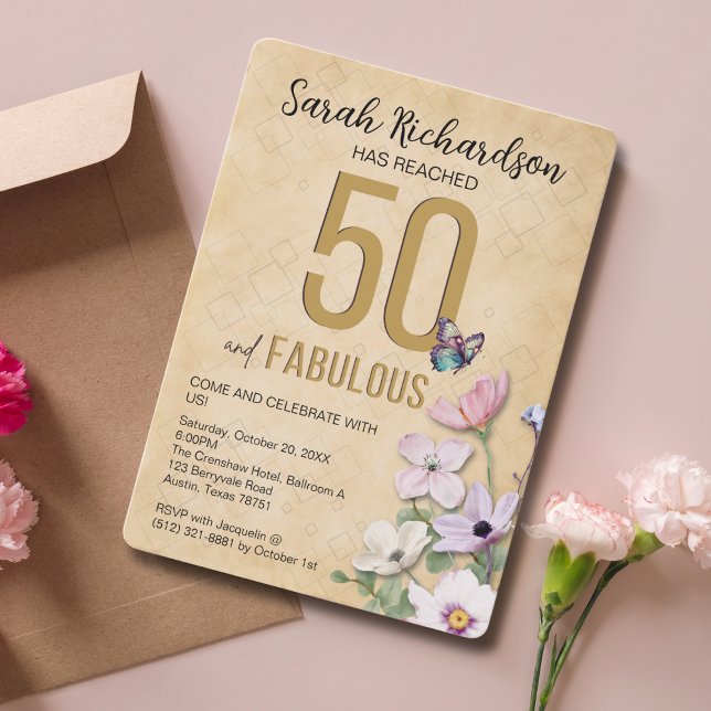 50 et Fabuleux Fleur sauvage Invitation (Créateur téléchargé)