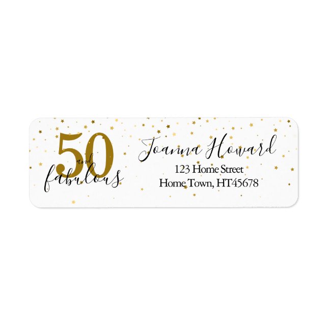 50 et fabuleux Gold Stars Anniversaire Adresse de  (Devant)