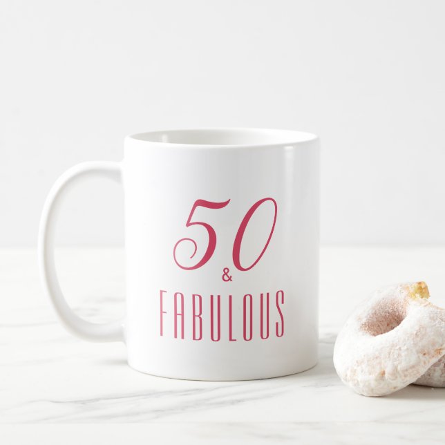 50 et fabuleux Pink Elegant Heart Coffee Mug (Avec donut)