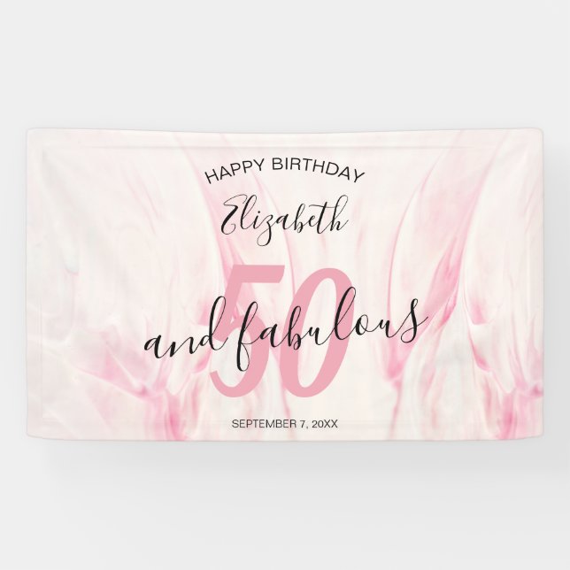 50 et fabuleux script rose bannière de fête d'anni (Horizontal)
