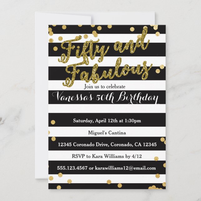 50 et Fabulous 50e anniversaire invitation (Devant)