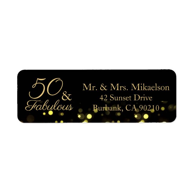 50 et Fabulous Black and Gold Anniversday Adresse (Devant)