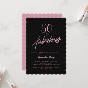 50 et Fabulous Black et rose Invitation d'annivers