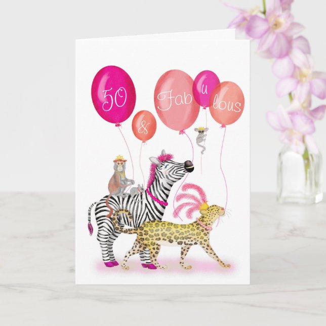 50 et Fabulous glamour animaux carte d'anniversair (Orchidée)