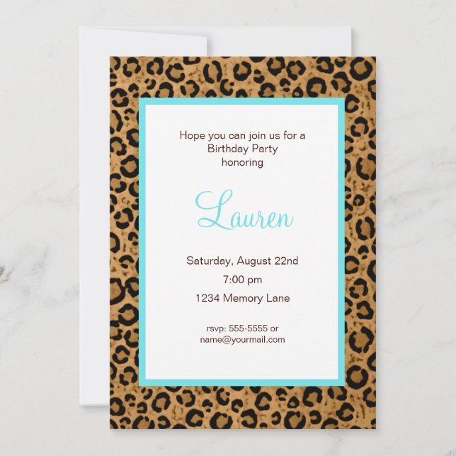 50 Et Fabulous Leopard Birthday Invitation (Devant)