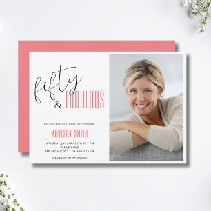 50 et Fabulous Photo 50e Anniversaire Invitation