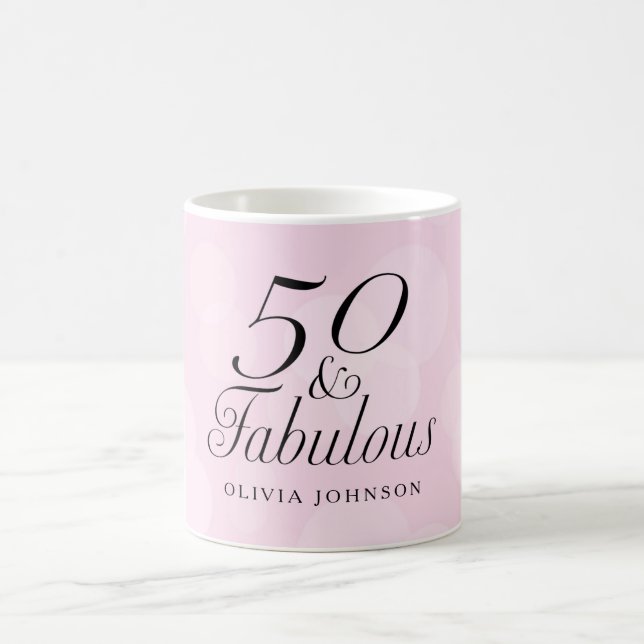 50 et tasse de café fabuleuse - rose et blanc (Centre)