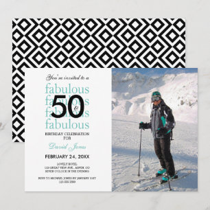 50 & Fabuleux 50e anniversaire Invitation photo