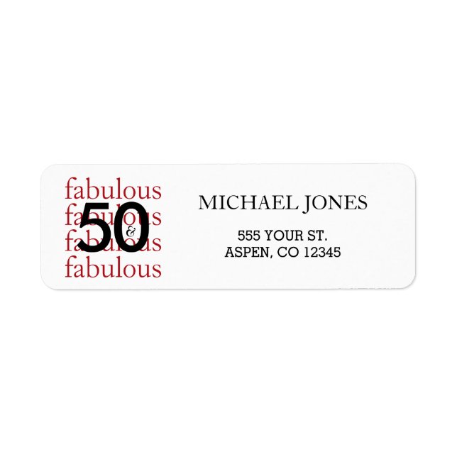 50 & Fabuleux 50e anniversaire Retours d'adresse É (Devant)