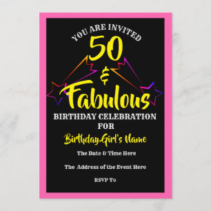 50 & Fabuleux Anniversaire Invitation de fête -