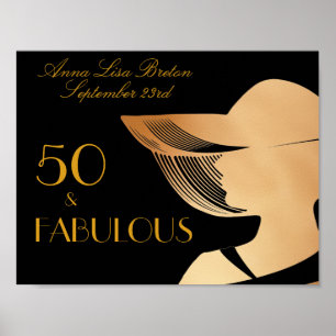 50 & Fabuleux Art Déco Or élégant 50e anniversaire
