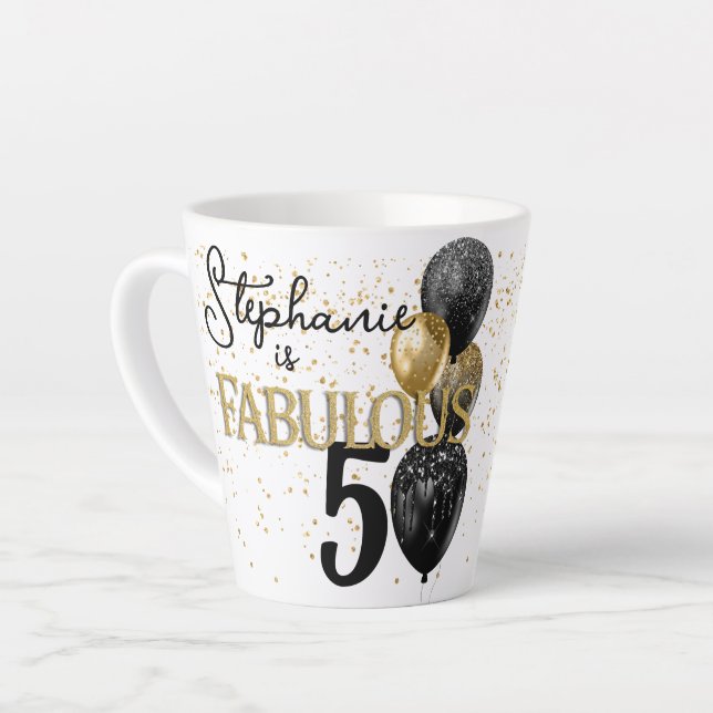 50 & Fabuleux Black Gold Glam Petite Mug Latte (Angle gauche)