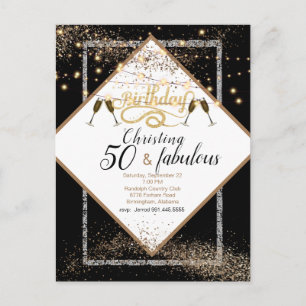 50 & Fabuleux Ights Anniversaire Fête Invitation