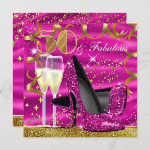 50 Fabuleux Parties scintillant rose or Invitation