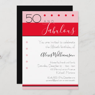 50 Fabuleux Pink Red Elegant Stripes Invitation