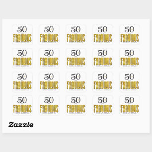 50 Fabuleux Sticker métal or d'anniversaire