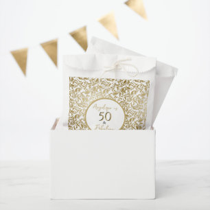 50 & Fabulous 50th Birthday Gold Decorative Swirls Favour Bag