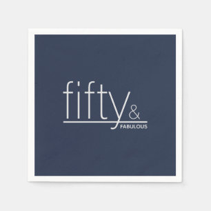 50 & FABULOUS! 50th Birthday Party Modern Navy Nap Napkin