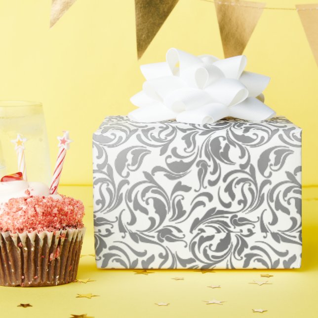 50 & Fabulous 50th Birthday Party Silver Swirls Wrapping Paper (Birthday Party)